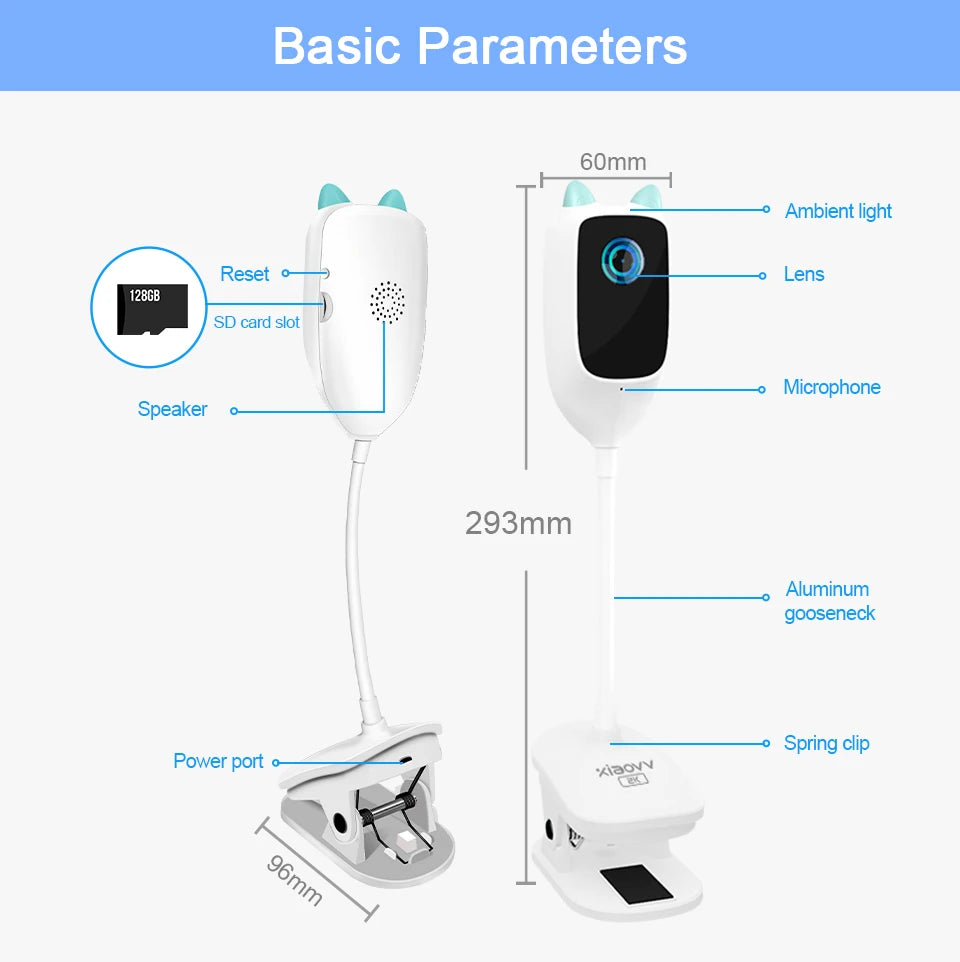 4MP WiFi indoor high-definition crying detection Video baby monitor full-color night vision 360 degree rotating network camera