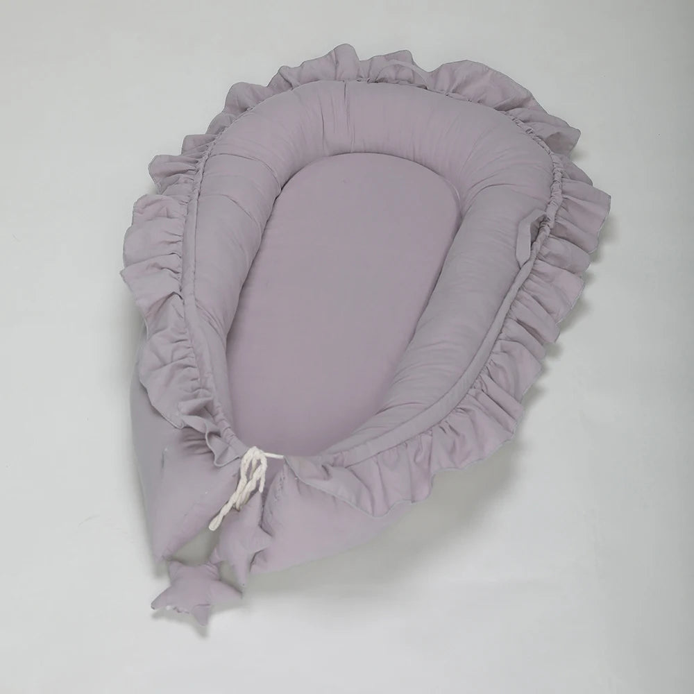 Baby Nest Ruffle Baby Bassinet For Newborns Travel Bed Stars Design Portable Lounger Cotton Toddler Crib Breathable Sleep Nest