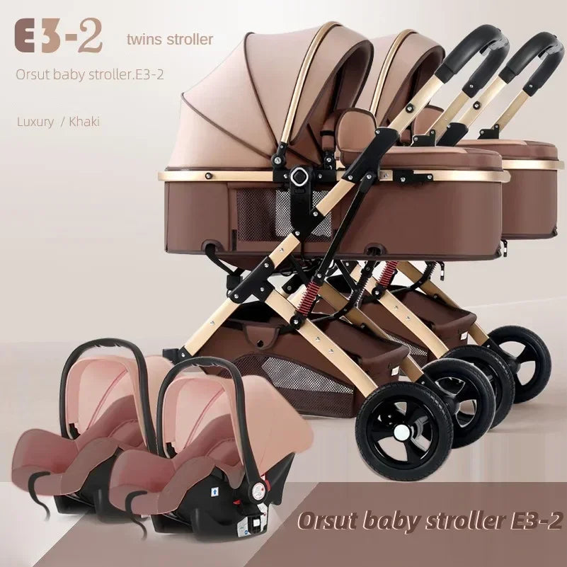 2025 New 3-in-1 Twin Baby Stroller with Car Seat