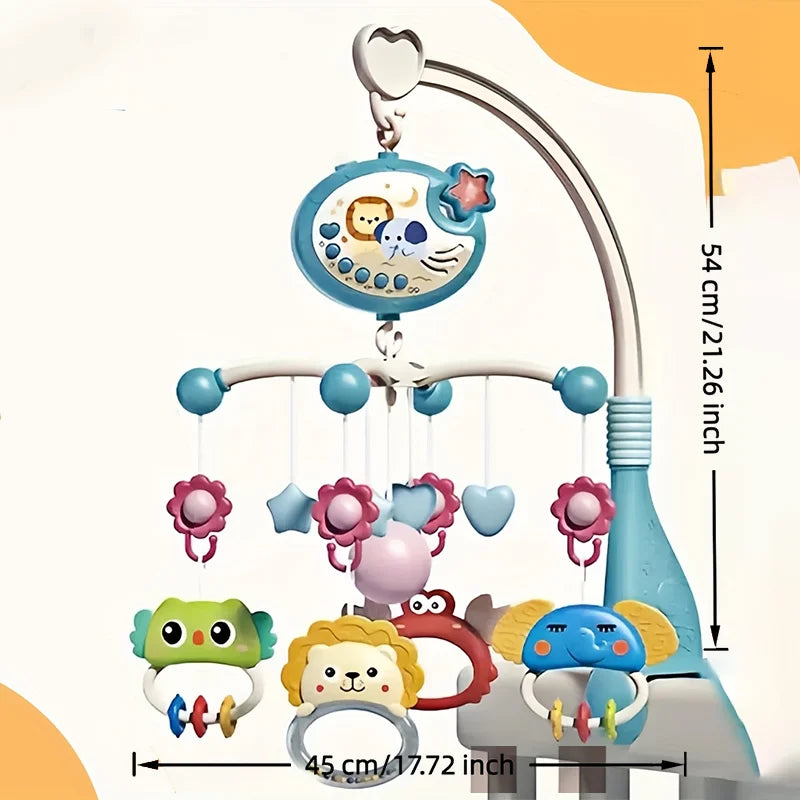 360° Musical Baby Crib Mobile Rotating Night Light Bed Bell Toy Four Speed Timming Hanging Infant Newborn Rattle Bedside Gift