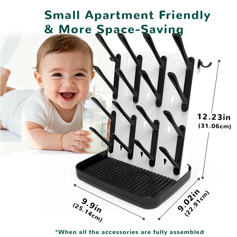 Baby Bottle Drying Rack, Baby Bottle Rack - Space saving vertical drying rack for cleaning bottles and pump components
