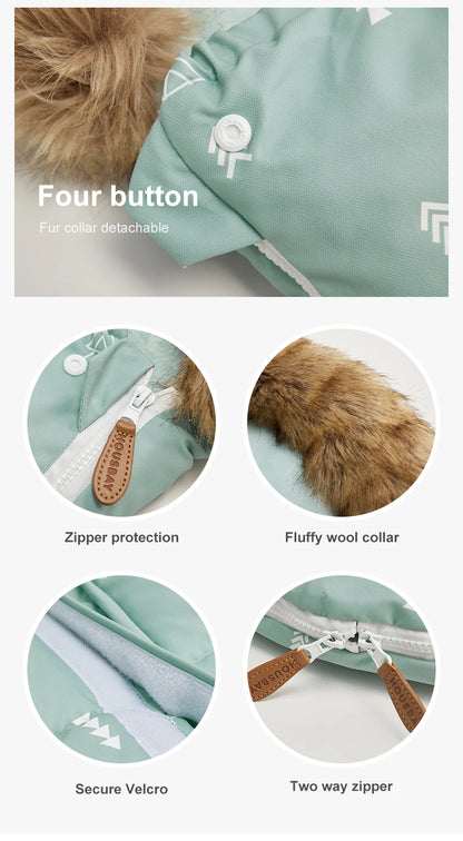 Stroller Footmuff Outdoor Winter Baby Warm In Pram Removable Thicker Windproof Fur Collar Baby Envelope Stroller Accessories