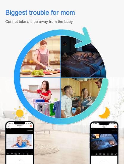 4MP WiFi indoor high-definition crying detection Video baby monitor full-color night vision 360 degree rotating network camera