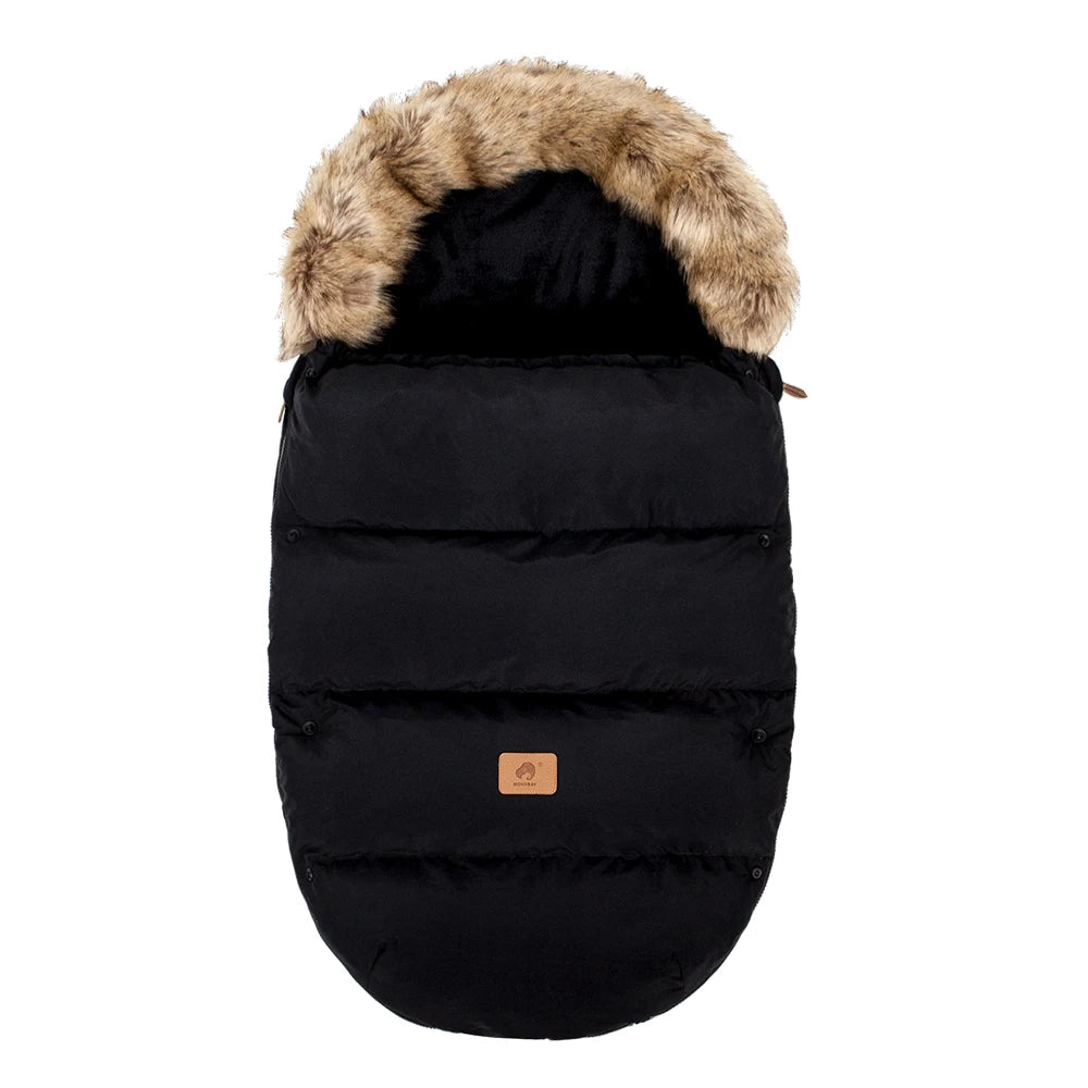 Stroller Footmuff Outdoor Winter Baby Warm In Pram Removable Thicker Windproof Fur Collar Baby Envelope Stroller Accessories
