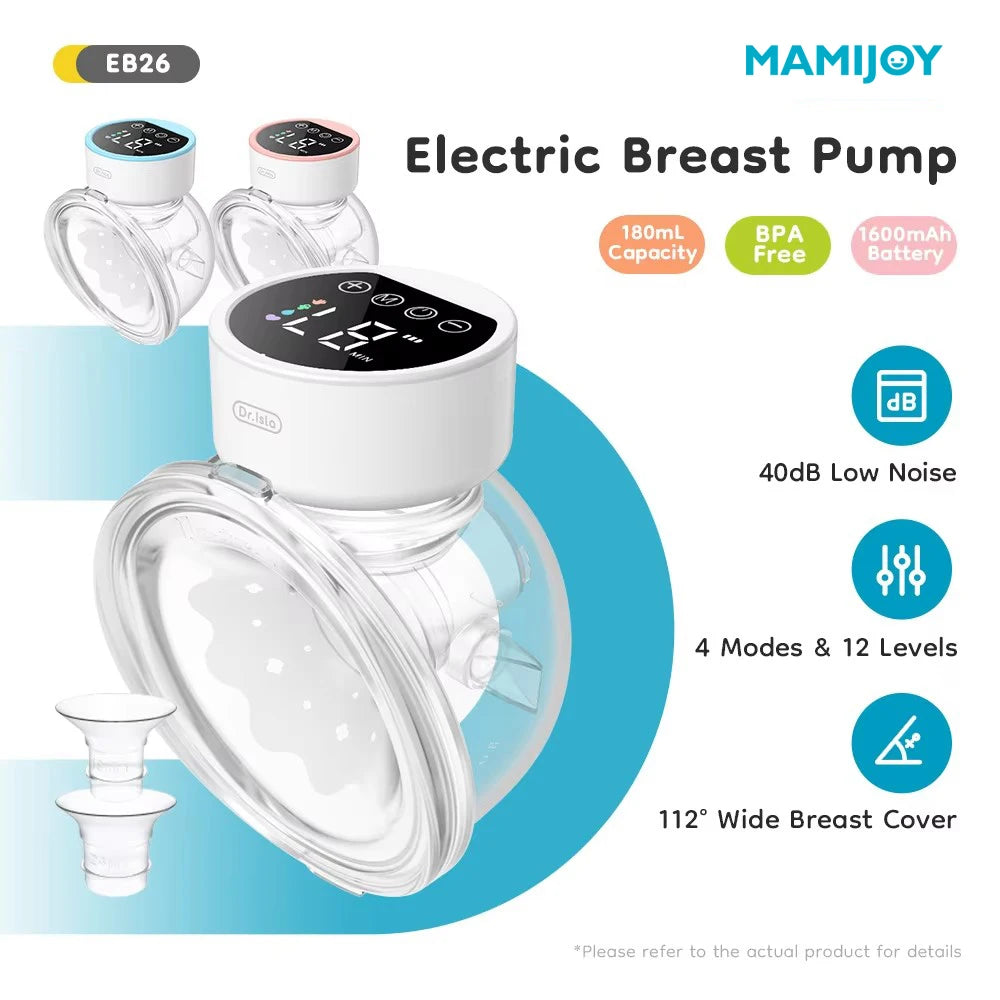 MAMIJOY Wearable Electric Breast Pumps 4 Modes 12 Levels Portable Hands Free Breast Pump Silent Comfort With 19/24mm Flange EB26 by Baby Paradise