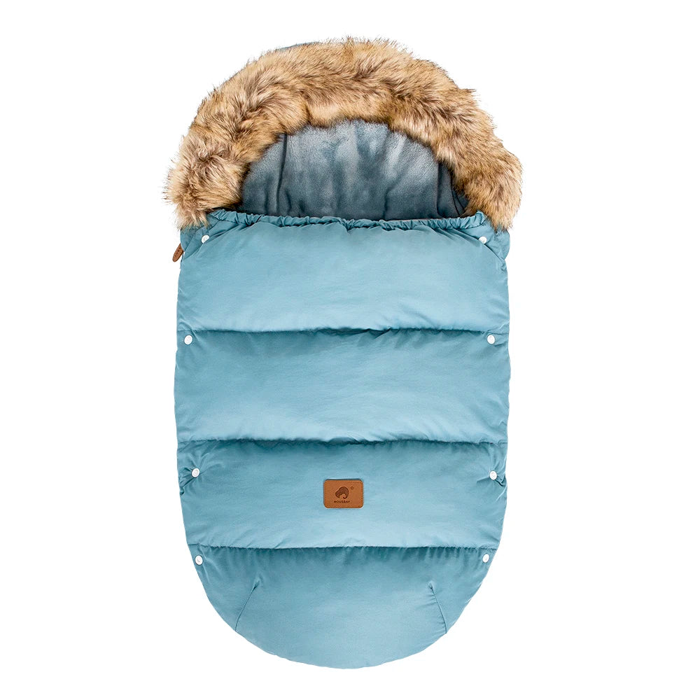 Stroller Footmuff Outdoor Winter Baby Warm In Pram Removable Thicker Windproof Fur Collar Baby Envelope Stroller Accessories