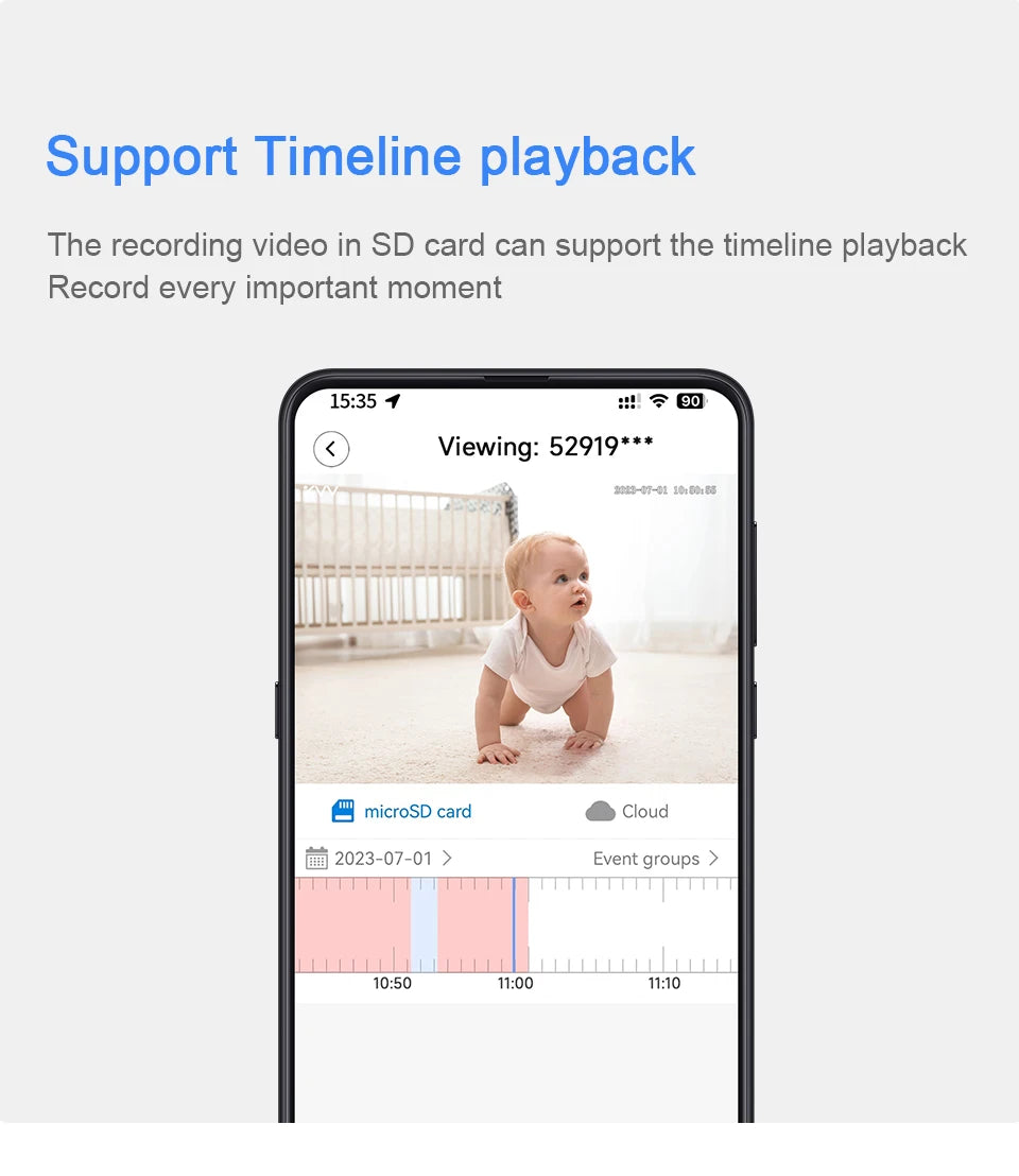 4MP WiFi indoor high-definition crying detection Video baby monitor full-color night vision 360 degree rotating network camera