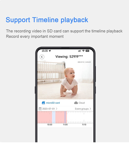 4MP WiFi indoor high-definition crying detection Video baby monitor full-color night vision 360 degree rotating network camera