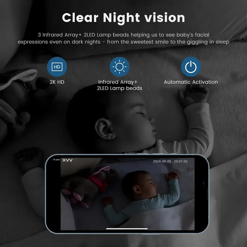 4MP WiFi indoor high-definition crying detection Video baby monitor full-color night vision 360 degree rotating network camera