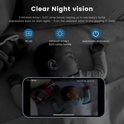 4MP WiFi indoor high-definition crying detection Video baby monitor full-color night vision 360 degree rotating network camera