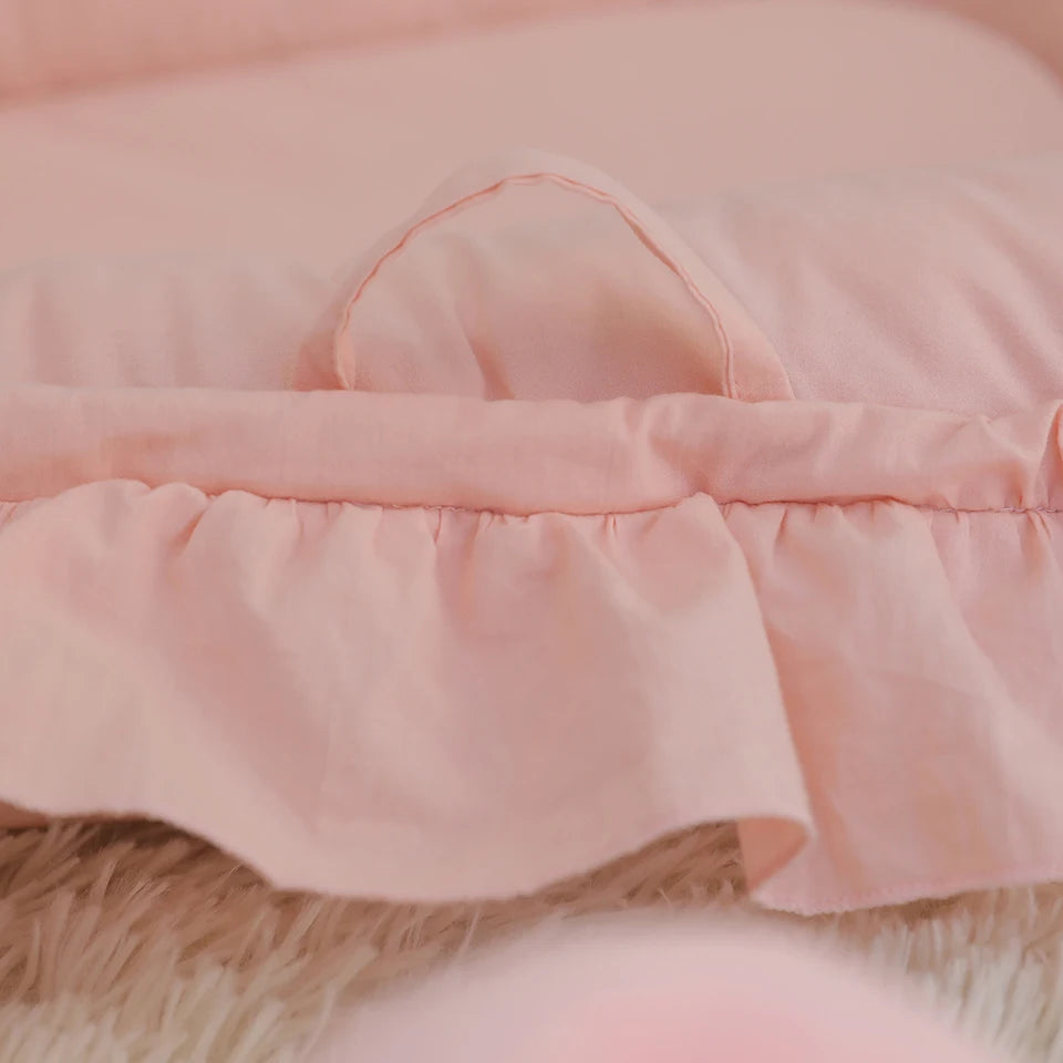 Baby Nest Ruffle Baby Bassinet For Newborns Travel Bed Stars Design Portable Lounger Cotton Toddler Crib Breathable Sleep Nest