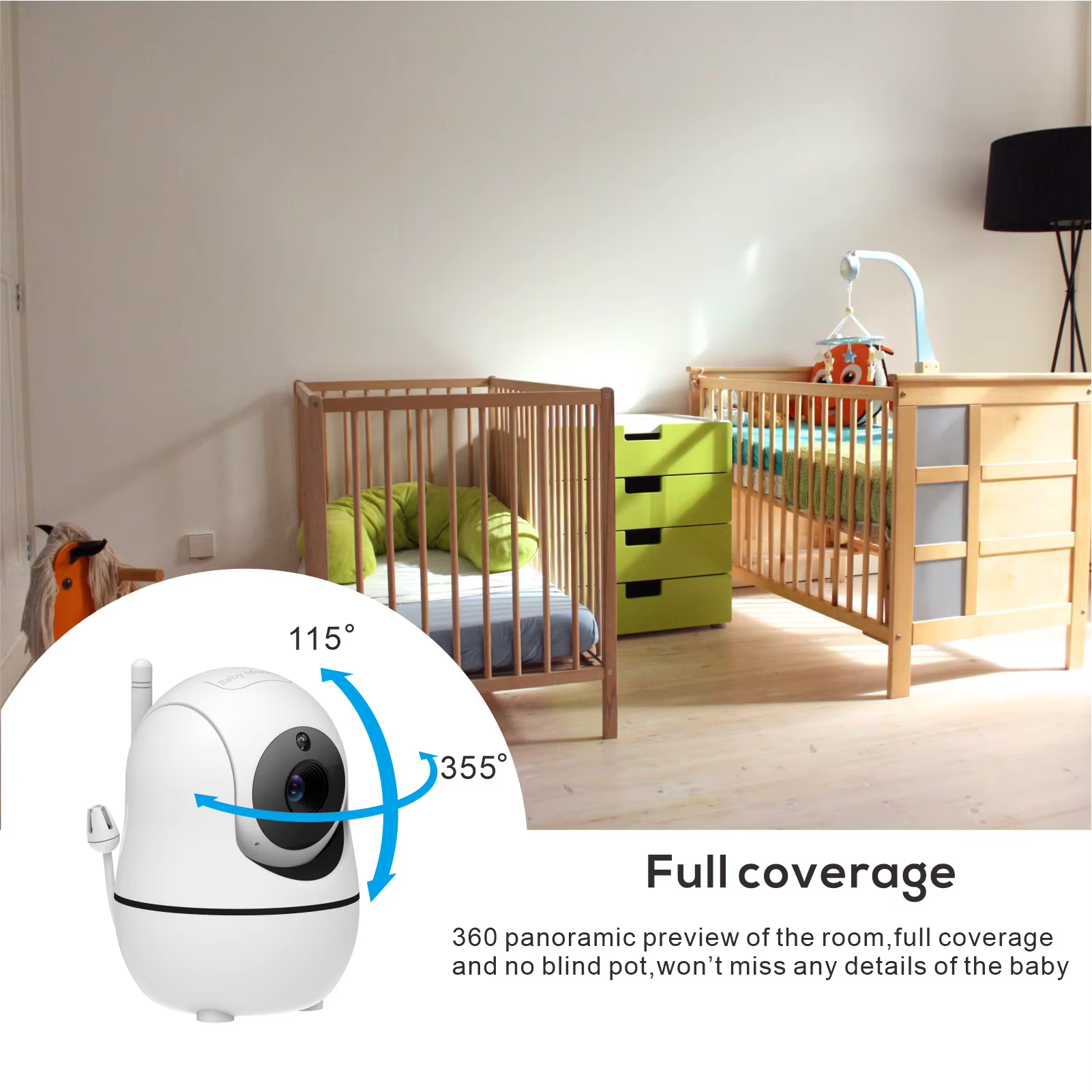 Video Baby Monitor With Pan Tilt Camera Wireless Two Way Audio by Baby Paradise