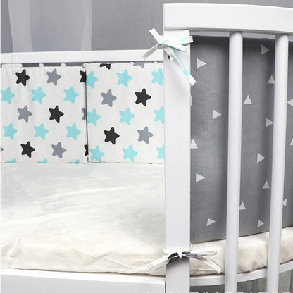 Nordic Stars Baby Bed Thicken Bumpers Zipper Design One-piece Crib Around Cushion Cot Protector Pillows 200*30 CM