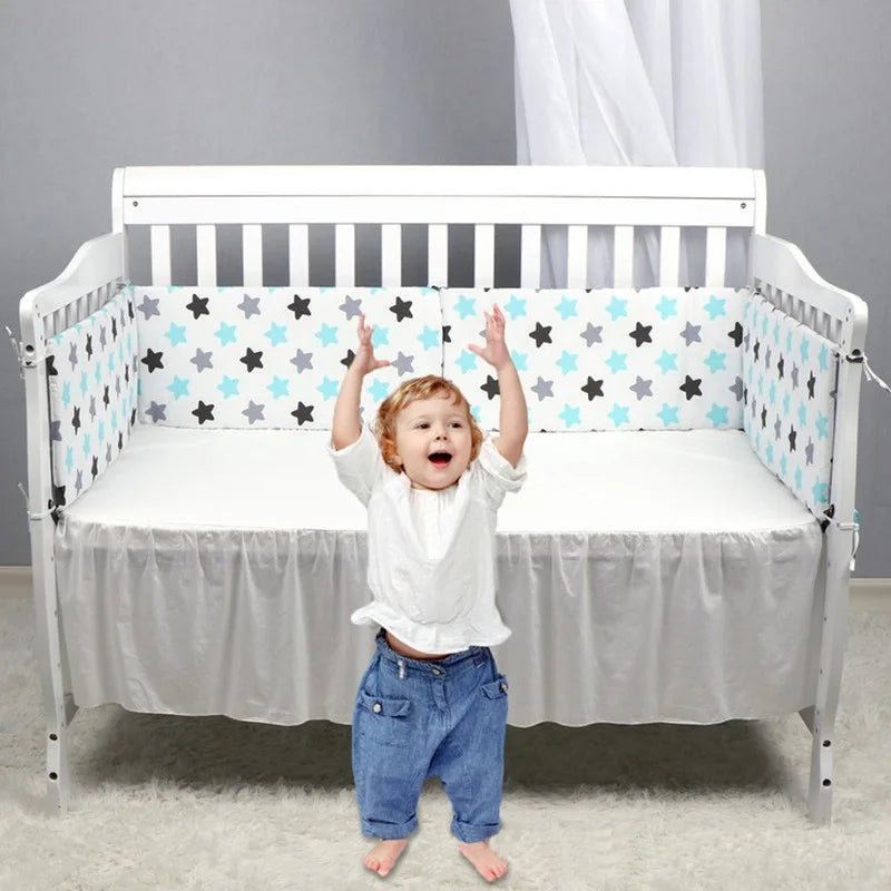 Nordic Stars Baby Bed Thicken Bumpers Zipper Design One-piece Crib Around Cushion Cot Protector Pillows 200*30 CM