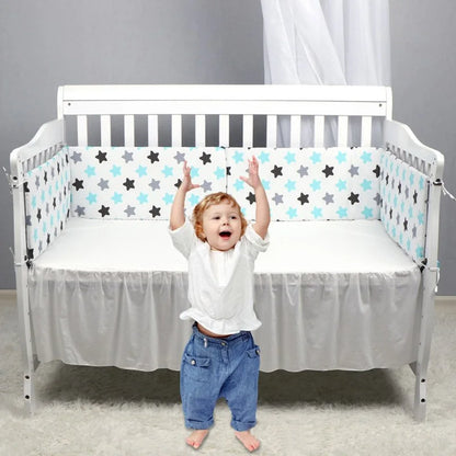 Nordic Stars Baby Bed Thicken Bumpers Zipper Design One-piece Crib Around Cushion Cot Protector Pillows 200*30 CM