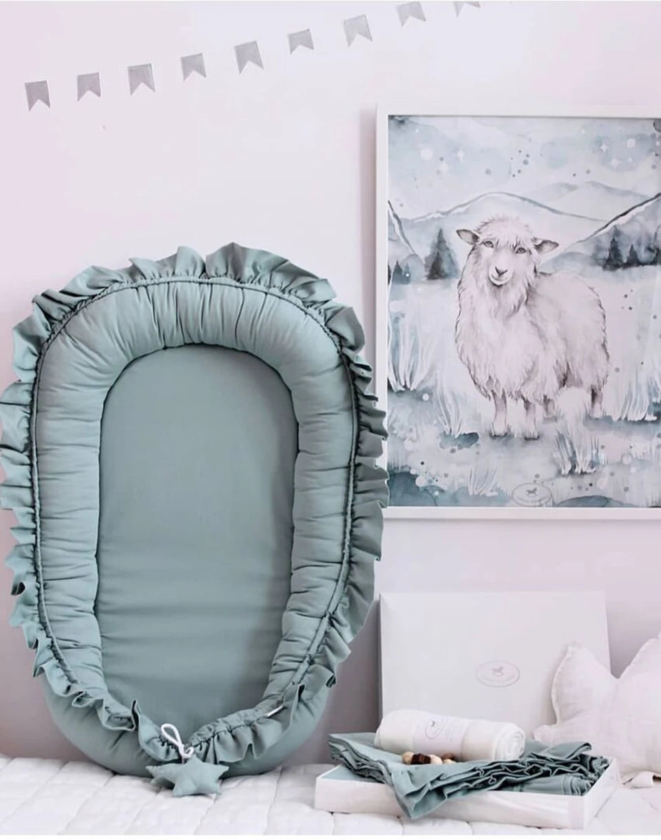 Baby Nest Ruffle Baby Bassinet For Newborns Travel Bed Stars Design Portable Lounger Cotton Toddler Crib Breathable Sleep Nest