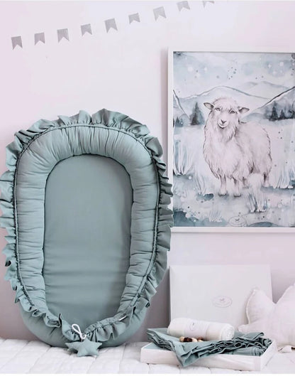Baby Nest Ruffle Baby Bassinet For Newborns Travel Bed Stars Design Portable Lounger Cotton Toddler Crib Breathable Sleep Nest