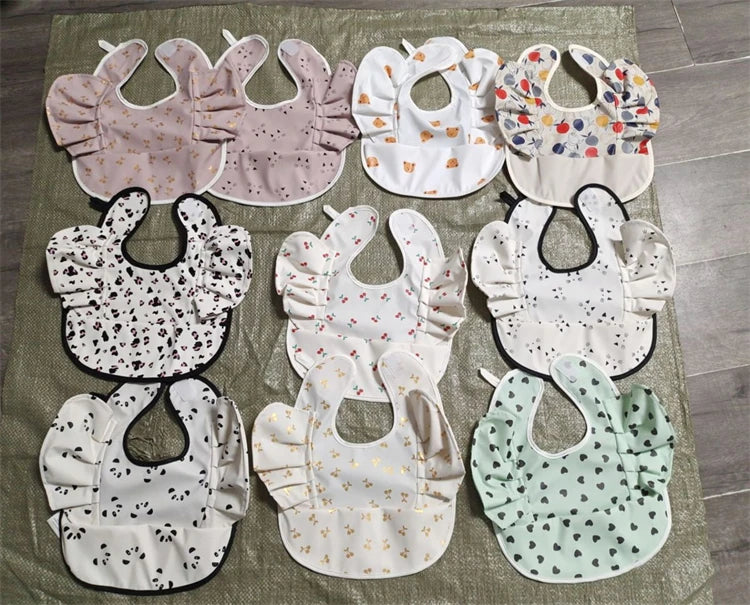 Soft PU Baby Infant Bibs With Pocket Dining Bib