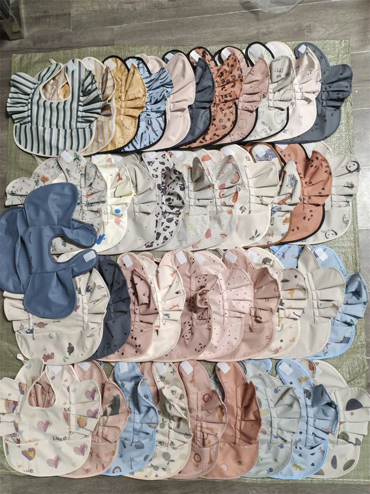 Soft PU Baby Infant Bibs With Pocket Dining Bib