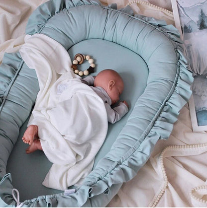 Baby Nest Ruffle Baby Bassinet For Newborns Travel Bed Stars Design Portable Lounger Cotton Toddler Crib Breathable Sleep Nest