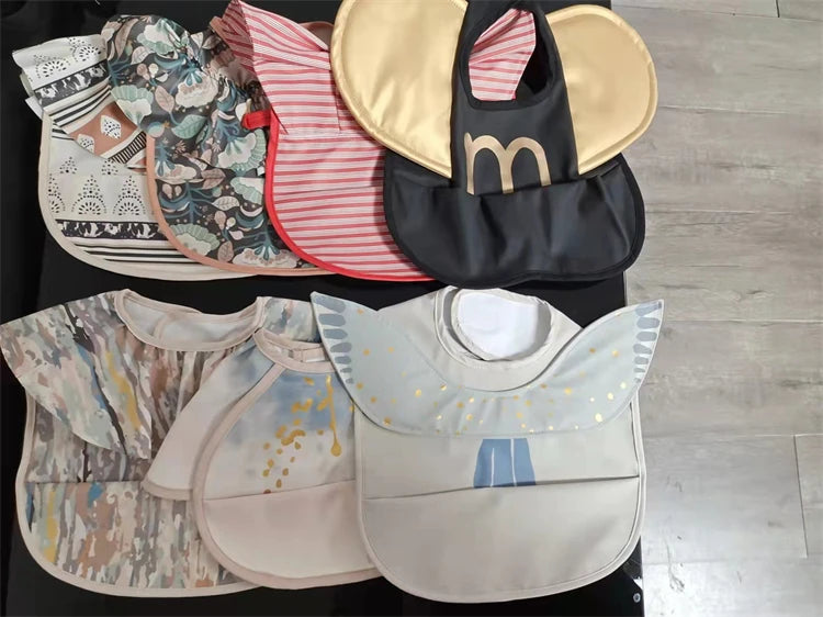 Soft PU Baby Infant Bibs With Pocket Dining Bib