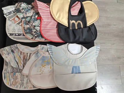 Soft PU Baby Infant Bibs With Pocket Dining Bib