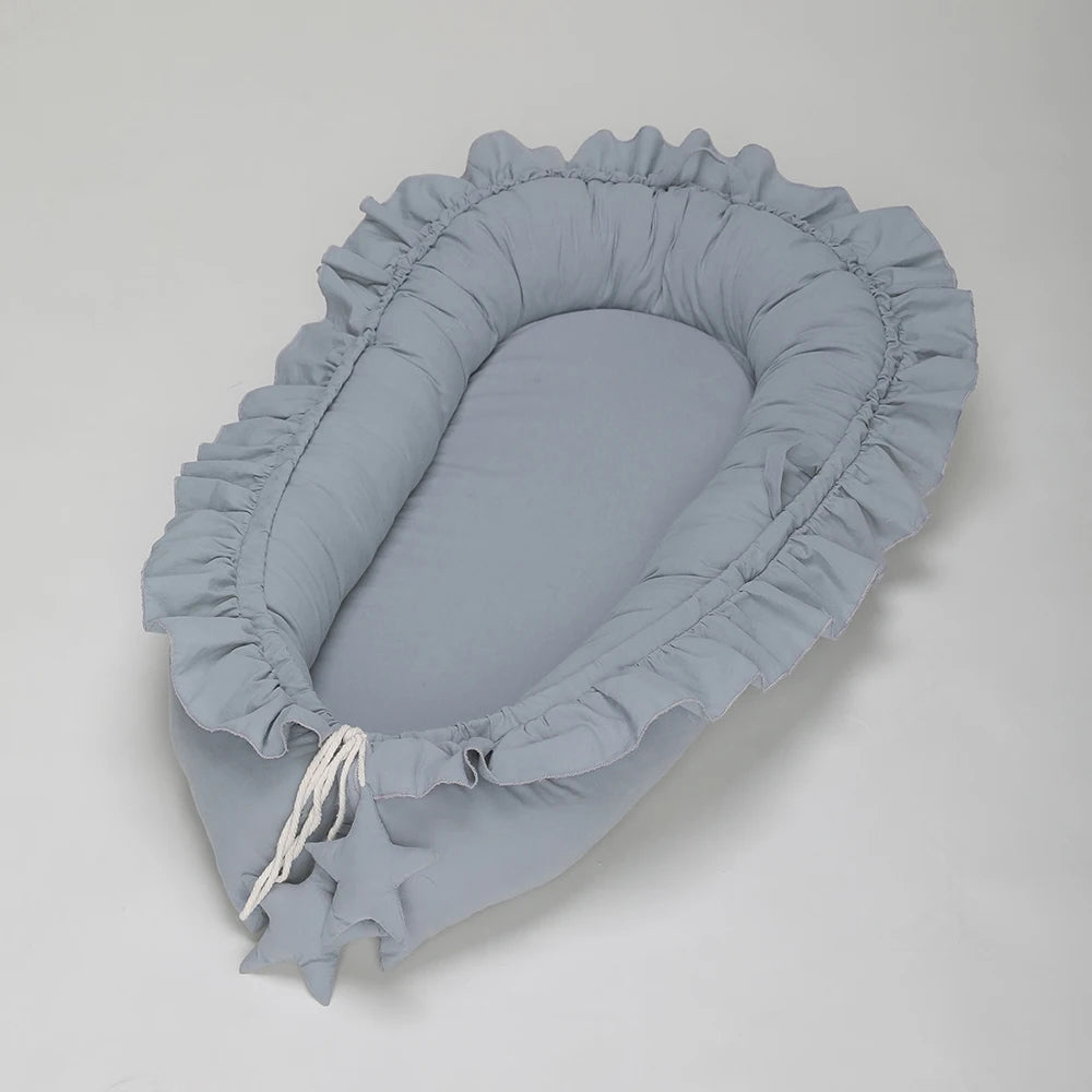 Baby Nest Ruffle Baby Bassinet For Newborns Travel Bed Stars Design Portable Lounger Cotton Toddler Crib Breathable Sleep Nest