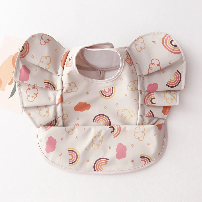 Soft PU Baby Infant Bibs With Pocket Dining Bib Waterproof