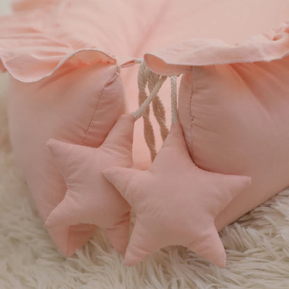 Baby Nest Ruffle Baby Bassinet For Newborns Travel Bed Stars Design Portable Lounger Cotton Toddler Crib Breathable Sleep Nest