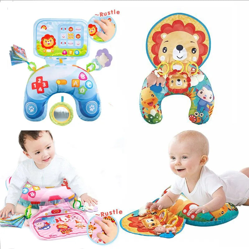 Montessori High Contrast Sensory Toys Baby Pillow Tummy Time Toy Newborn Head-up Training Pillow Teether Rattles 0 6 12 Months