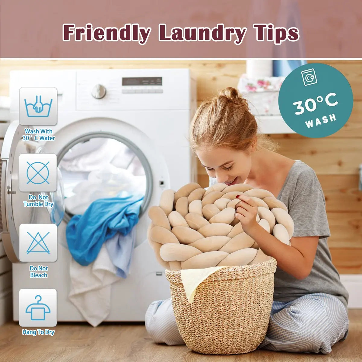  1M/2M/3M/4M Knot Braid Baby Bed Bumper Infant Cradle Protector Plush Pillow Cushion Crib Anti-collision Room Decor