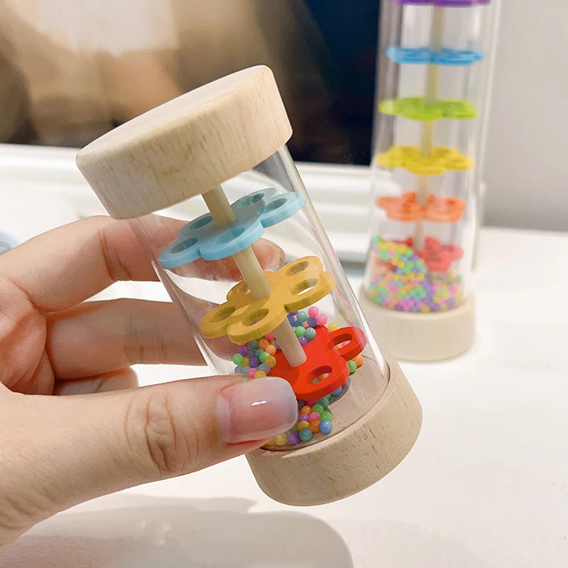 Montessori Baby Rain Stick Rainbow Hourglass Rain
