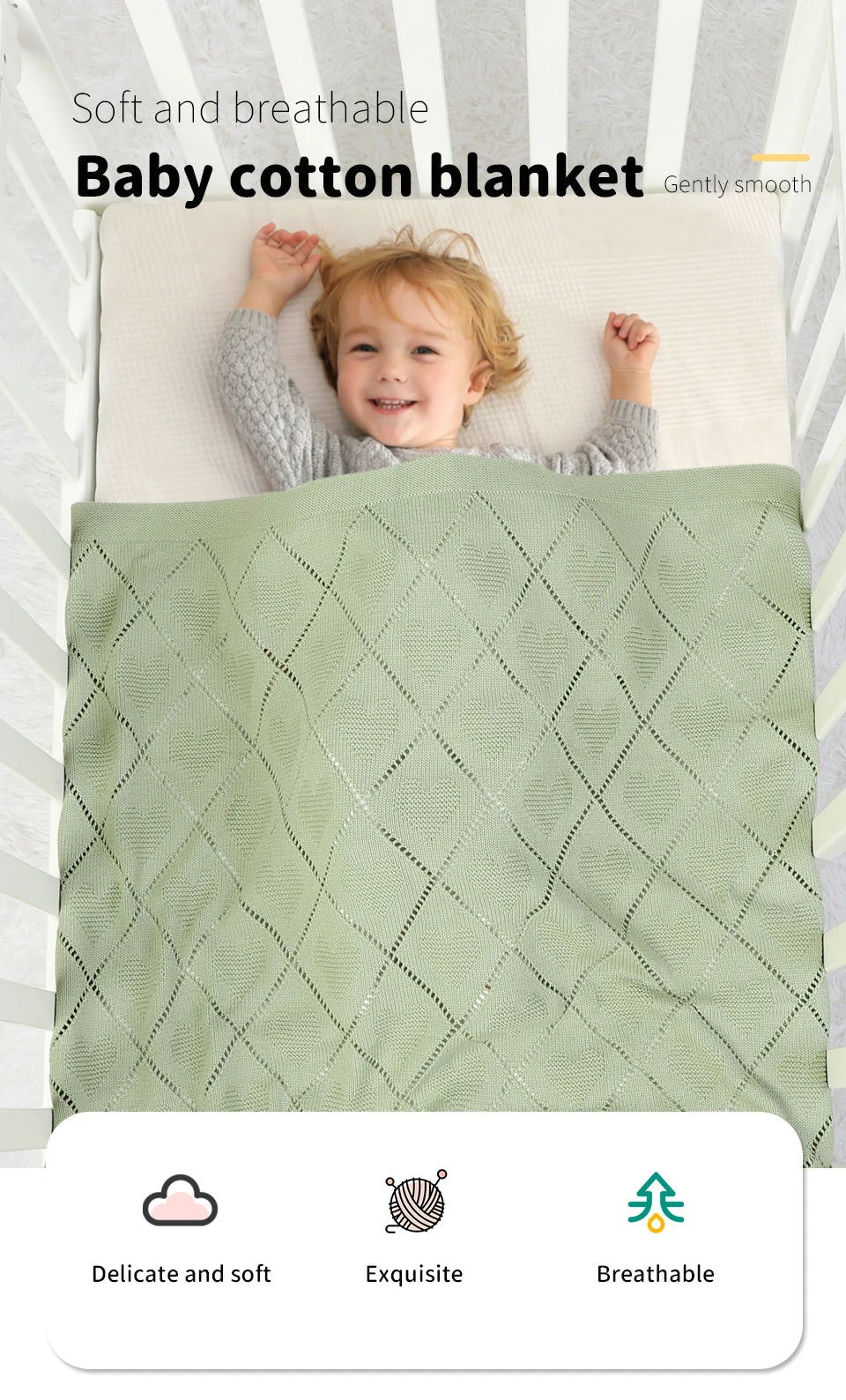 Baby Blankets Super Soft Newborn Cotton Knit Month Stroller Nursery Swaddle Wrap Quilts 90*70cm Infant Boy Girl Sleeping Covers