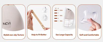 NCVI Electric Breast Pump,Wearable for Breastfeeding,Hands-Free, 4 Modes 9 Levels, 3 Flange Sizes(19/21/24mm), Smart Display