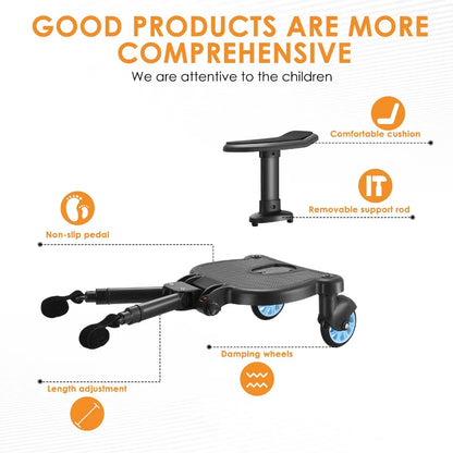 Universal Strollers Step Board Adapter with Seat Second Child Jogger Twins Scooter Baby Pram Hitchhiker Bumper