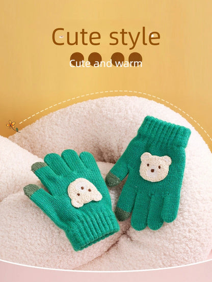 2-6 year old cartoon bear baby gloves with crochet hooks, 