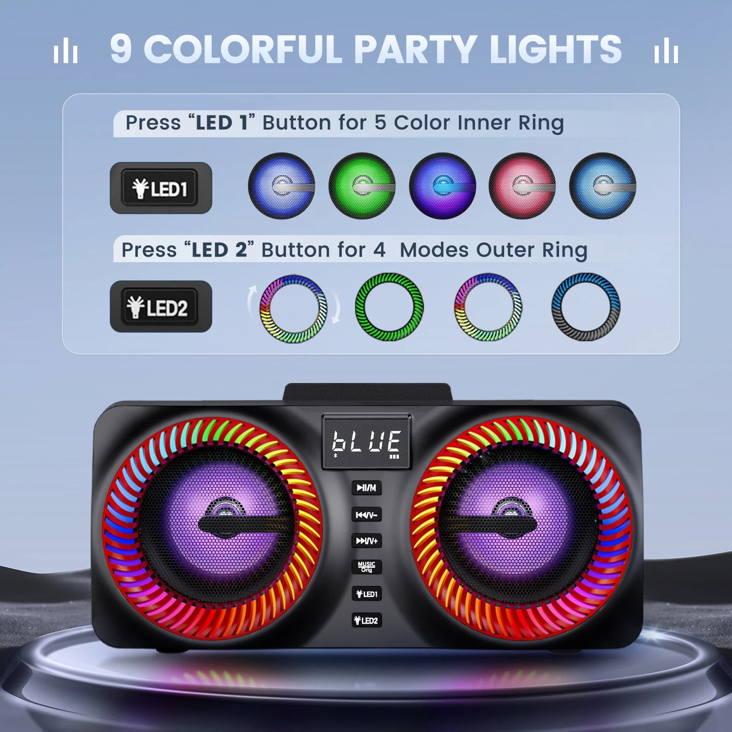 Karaoke All-in-One Karaoke Machine with 30W Bluetooth Speaker 2 Wireless Karaoke Microphones Rechargeable Microphone Slot