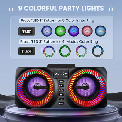 Karaoke All-in-One Karaoke Machine with 30W Bluetooth Speaker 2 Wireless Karaoke Microphones Rechargeable Microphone Slot