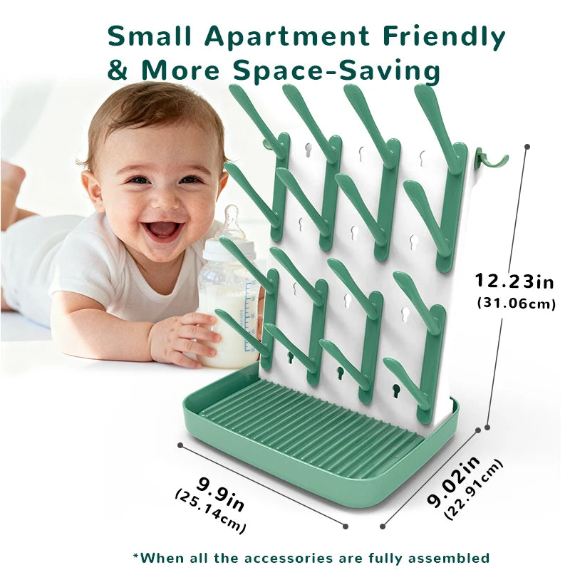 Baby Bottle Drying Rack, Baby Bottle Rack - Space saving vertical drying rack for cleaning bottles and pump components