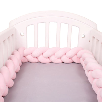  1M/2M/3M/4M Knot Braid Baby Bed Bumper Infant Cradle Protector Plush Pillow Cushion Crib Anti-collision Room Decor
