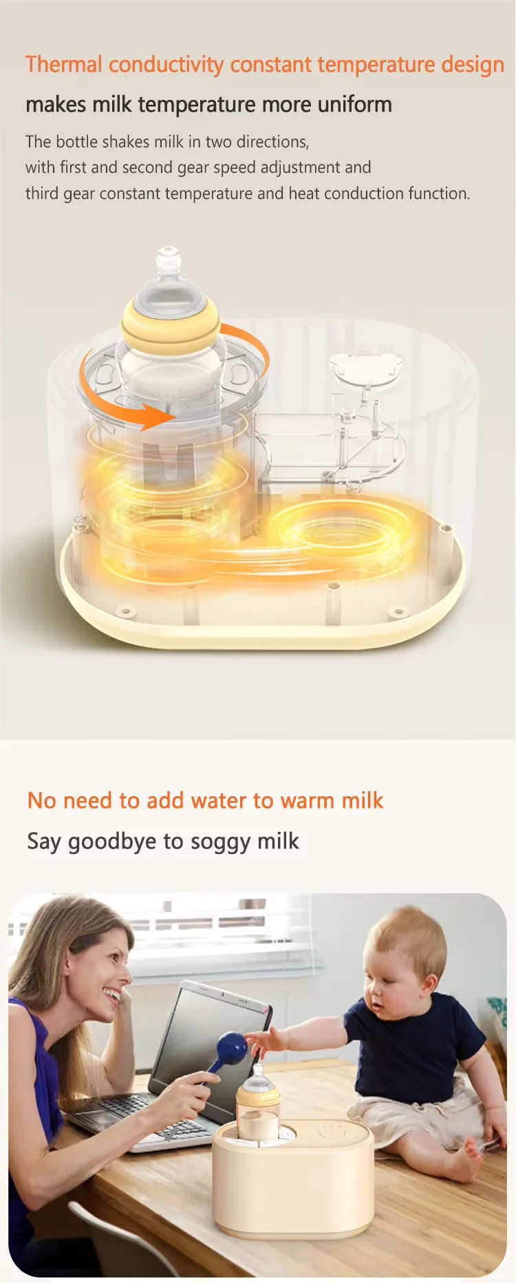 Electric Milk Bottle Shaker, USB Smart Intelligent Milk Powder Mixer, Lithium battery, Baby Formula Maker, Divine Device