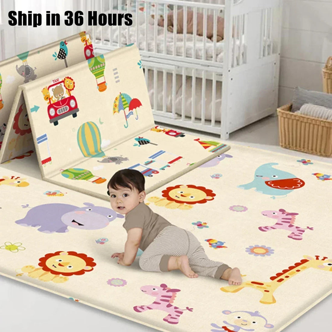 Foldable Baby Play Mat Non-Toxic Educational Children's Carpet in The Nursery Climbing Pad Kids Rug Activitys Games Toys 180*100 by Baby Paradise