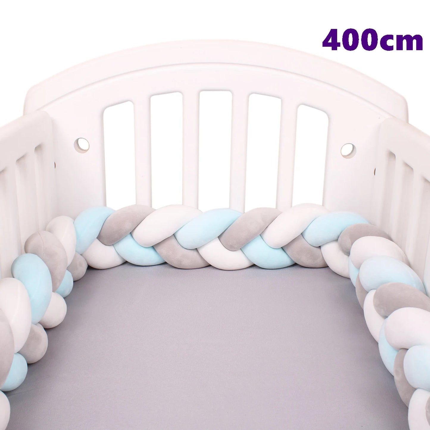  1M/2M/3M/4M Knot Braid Baby Bed Bumper Infant Cradle Protector Plush Pillow Cushion Crib Anti-collision Room Decor