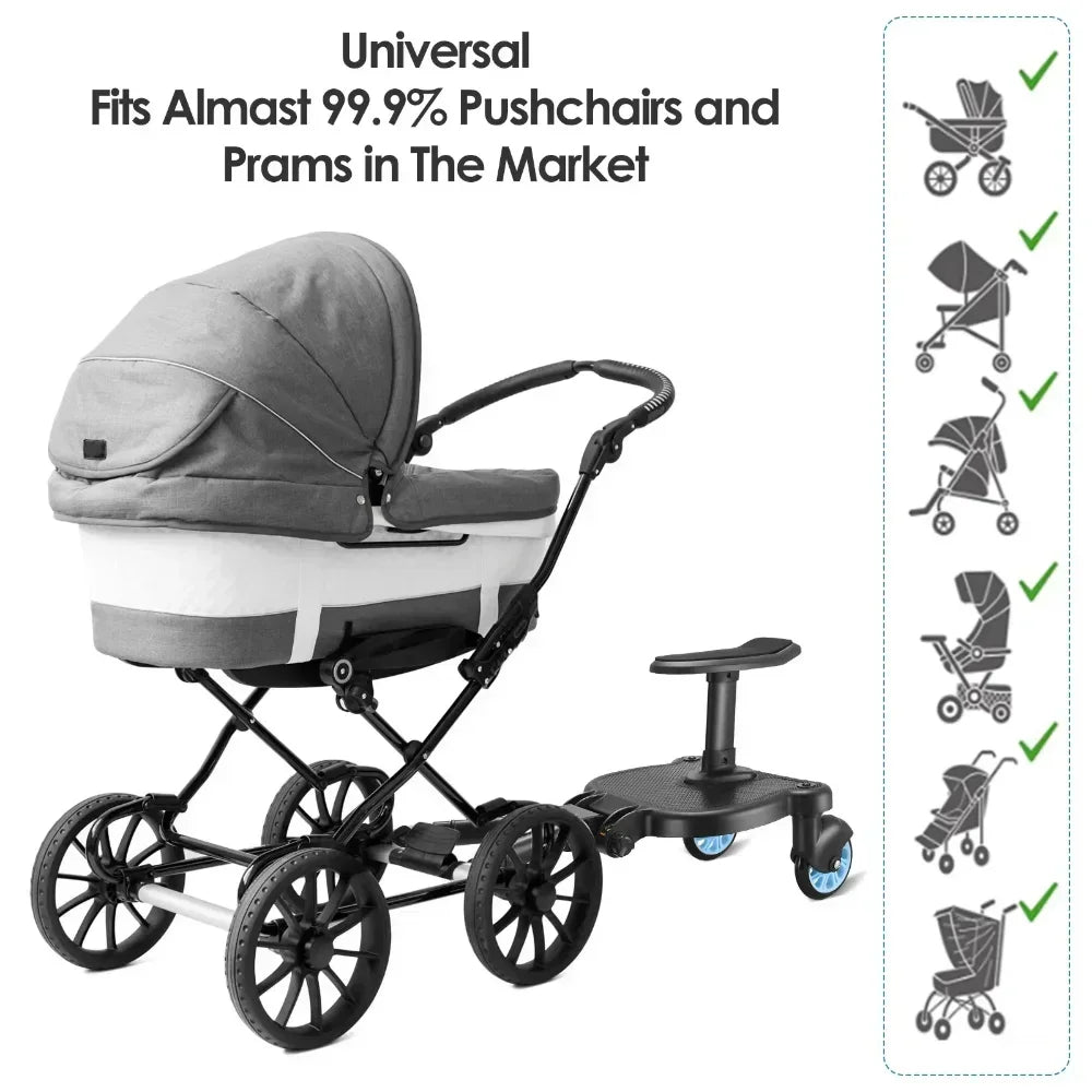 Universal Strollers Step Board Adapter with Seat Second Child Jogger Twins Scooter Baby Pram Hitchhiker Bumper by Baby Paradise