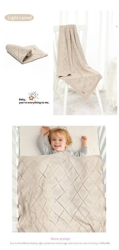 Baby Blankets Knitted Breathable Newborn Boy Girl Cotton Stroller Bedding Sleeping Covers 90*70cm Toddler Throw Receiving Quilts