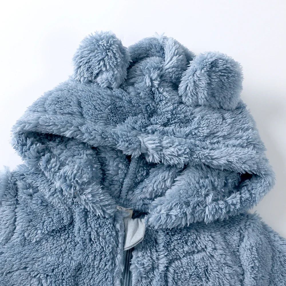 0-18Months Newborn Baby Romper Winter Thicken Flannel Warm Clothes Infant Boy Girl Oneies Pyjamas Heart-Shaped Hooded Jumpsuits