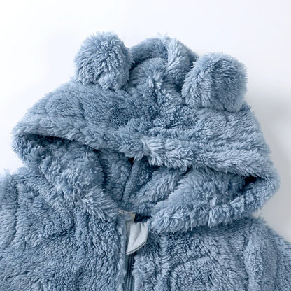 0-18Months Newborn Baby Romper Winter Thicken Flannel Warm Clothes Infant Boy Girl Oneies Pyjamas Heart-Shaped Hooded Jumpsuits