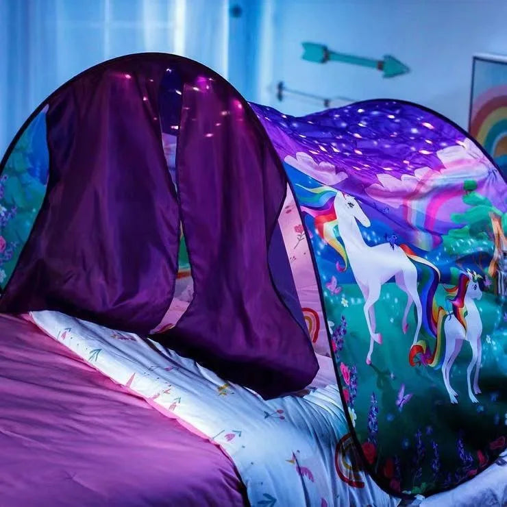 Dream Tent with light show for Kids Bed with Storage Pocket Foldable Kids Tent on Bed Mosquito Net Tent by Baby Paradise