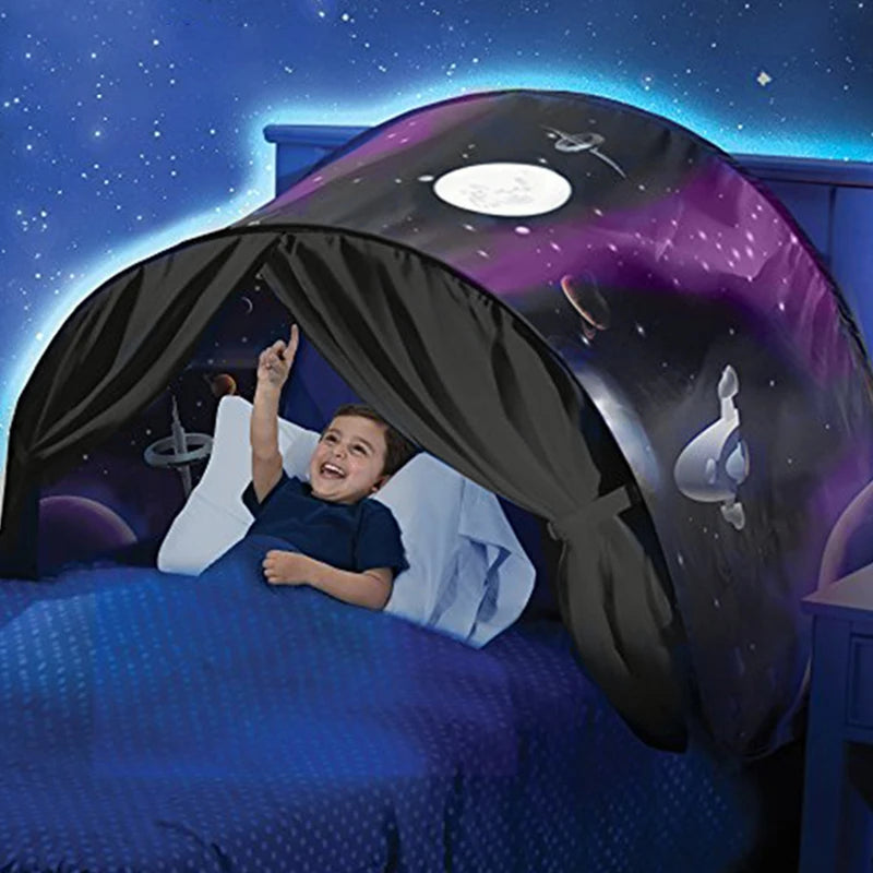 Dream Tent with light show for Kids Bed with Storage Pocket Foldable Kids Tent on Bed Mosquito Net Tent by Baby Paradise