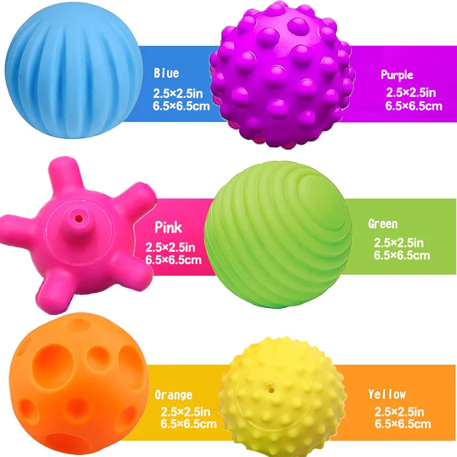 6PCS Textured Balls for Baby Sensory Play 6-12 Months, Activity Multi Soft Ball, Montessori Shower Toys for Toddlers 1-3 Years by Baby Paradise